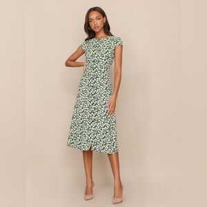 Reformation Fauna Floral Green Midi Dress